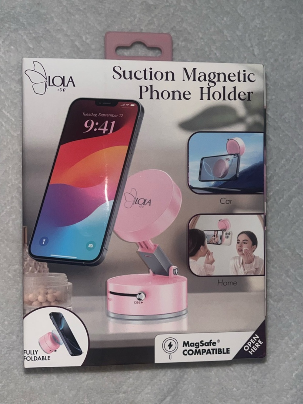 lola MagSafe-Compatible Suction Magnetic Phone Stand - Light Pink